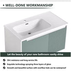 Meuble-lavabo de salle de bain mural avec évier, meuble flottant avec vasque en céramique, vert menthe
