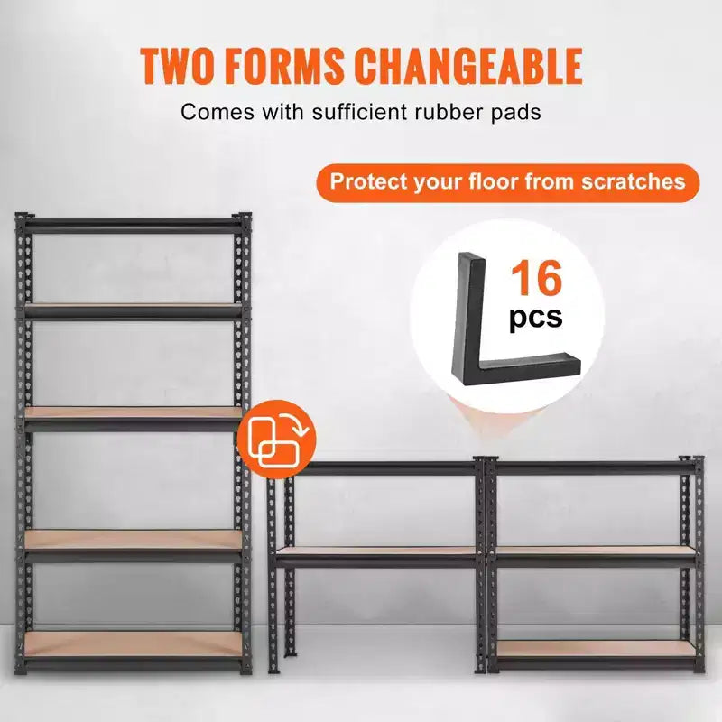 5-Tier Adjustable Metal Storage Shelving Unit, 2000LBS Capacity Heavy-Duty Rack, 30"L x 12"W x 60"H for Garage, Kitchen, Pantry, Basement (Black)