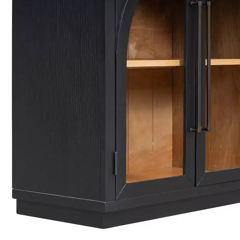 4-Door Storage Sideboard Buffet Cabinet with Glass Doors and Adjustable Shelves