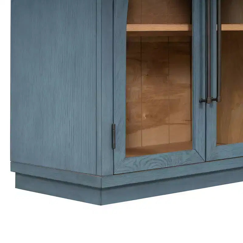 4-Door Storage Sideboard Buffet Cabinet with Glass Doors and Adjustable Shelves