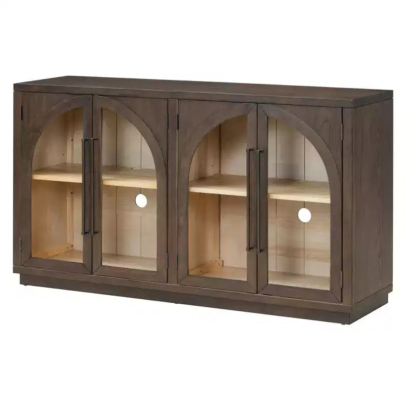 4-Door Storage Sideboard Buffet Cabinet with Glass Doors and Adjustable Shelves