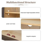 4-Door Storage Sideboard Buffet Cabinet with Glass Doors and Adjustable Shelves