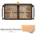 4-Door Storage Sideboard Buffet Cabinet with Glass Doors and Adjustable Shelves