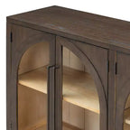 4-Door Storage Sideboard Buffet Cabinet with Glass Doors and Adjustable Shelves
