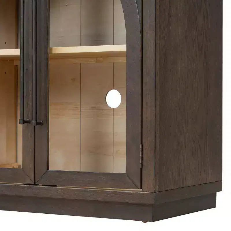 4-Door Storage Sideboard Buffet Cabinet with Glass Doors and Adjustable Shelves