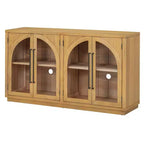 4-Door Storage Sideboard Buffet Cabinet with Glass Doors and Adjustable Shelves