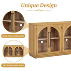 4-Door Storage Sideboard Buffet Cabinet with Glass Doors and Adjustable Shelves