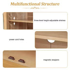 4-Door Storage Sideboard Buffet Cabinet with Glass Doors and Adjustable Shelves