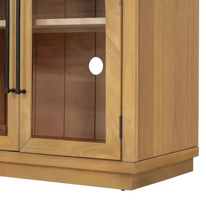 4-Door Storage Sideboard Buffet Cabinet with Glass Doors and Adjustable Shelves