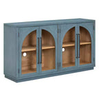 4-Door Storage Sideboard Buffet Cabinet with Glass Doors and Adjustable Shelves