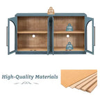 4-Door Storage Sideboard Buffet Cabinet with Glass Doors and Adjustable Shelves