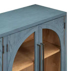4-Door Storage Sideboard Buffet Cabinet with Glass Doors and Adjustable Shelves
