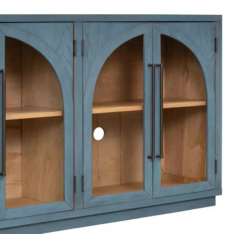 4-Door Storage Sideboard Buffet Cabinet with Glass Doors and Adjustable Shelves
