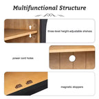 4-Door Storage Sideboard Buffet Cabinet with Glass Doors and Adjustable Shelves
