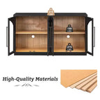 4-Door Storage Sideboard Buffet Cabinet with Glass Doors and Adjustable Shelves