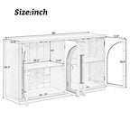 4-Door Storage Sideboard Buffet Cabinet with Glass Doors and Adjustable Shelves