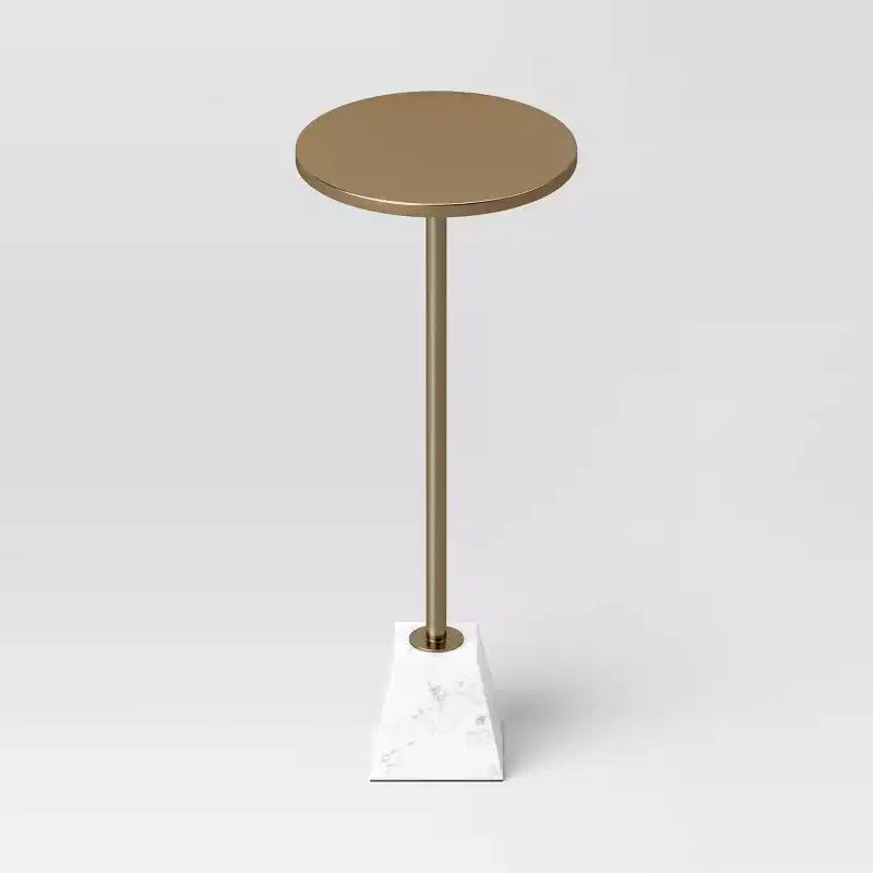 Round Marble-Look Drink Table