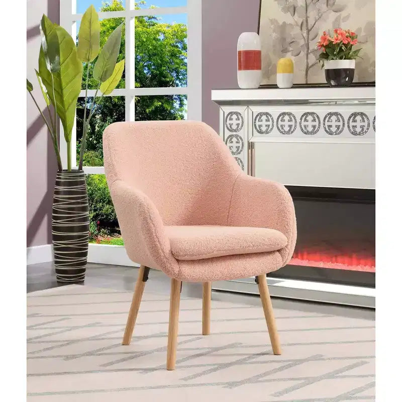Fauteuil d'appoint à dossier haut en imitation peau de mouton