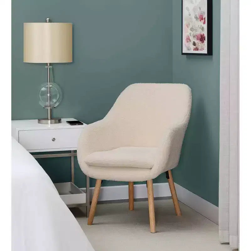 Fauteuil d'appoint à dossier haut en imitation peau de mouton