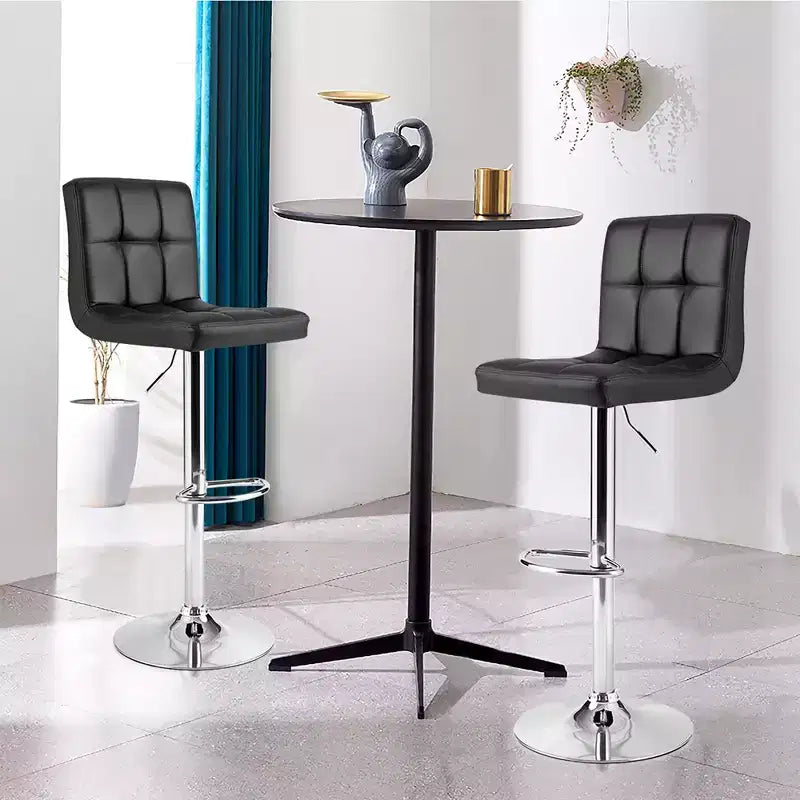 Adjustable Swivel Bar Stool Counter Height Chair PU Leather with Back, Black