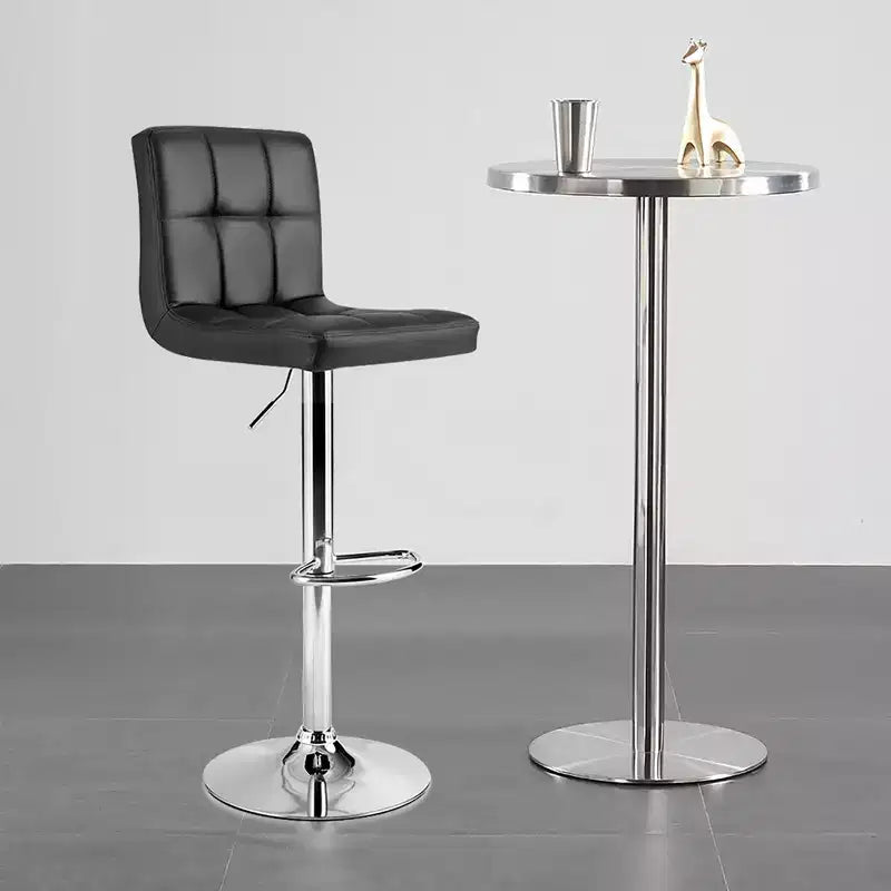 Adjustable Swivel Bar Stool Counter Height Chair PU Leather with Back, Black