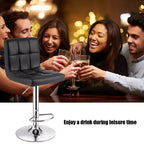 Chaise de bar pivotante réglable en cuir PU avec dossier, noire