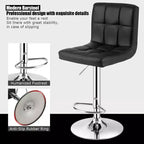 Chaise de bar pivotante réglable en cuir PU avec dossier, noire
