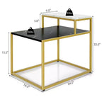 2-Tier End Table with Metal Frame and Storage Shelf