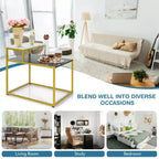 2-Tier End Table with Metal Frame and Storage Shelf