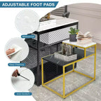 2-Tier End Table with Metal Frame and Storage Shelf