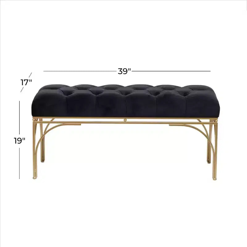 Banc rectangulaire rembourré en velours