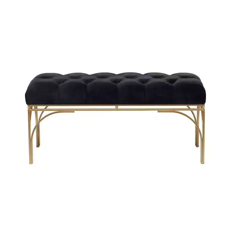Banc rectangulaire rembourré en velours