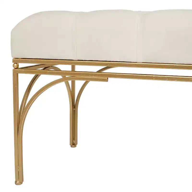 Banc rectangulaire rembourré en velours
