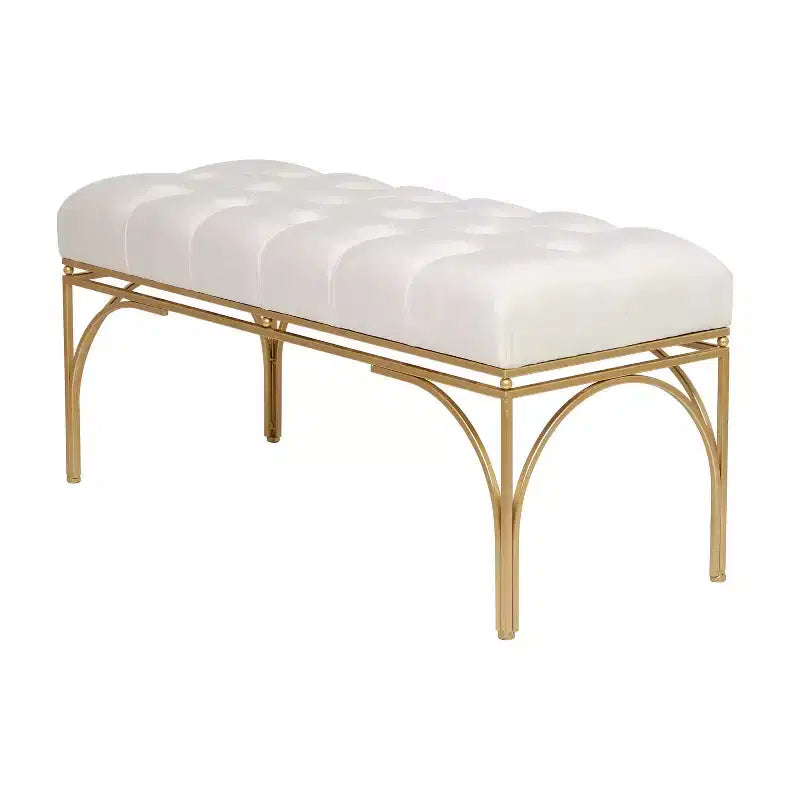 Banc rectangulaire rembourré en velours