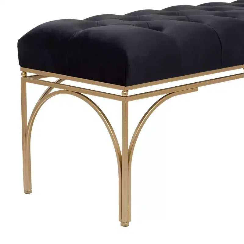 Banc rectangulaire rembourré en velours