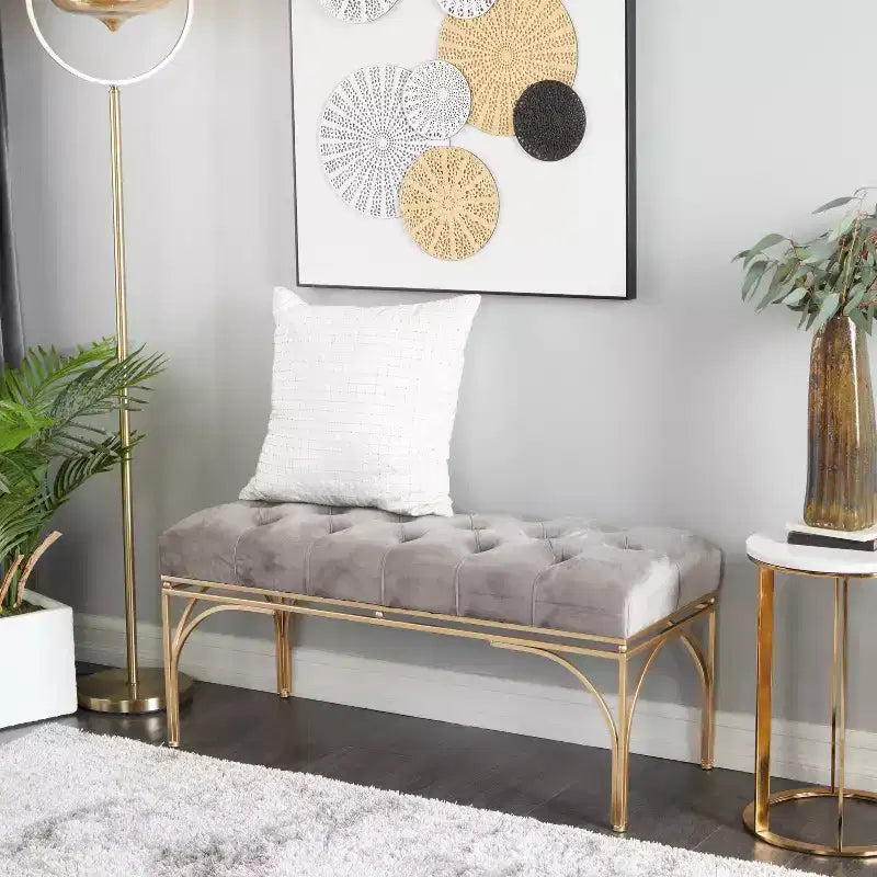 Rectangular Velvet Upholstered Bench