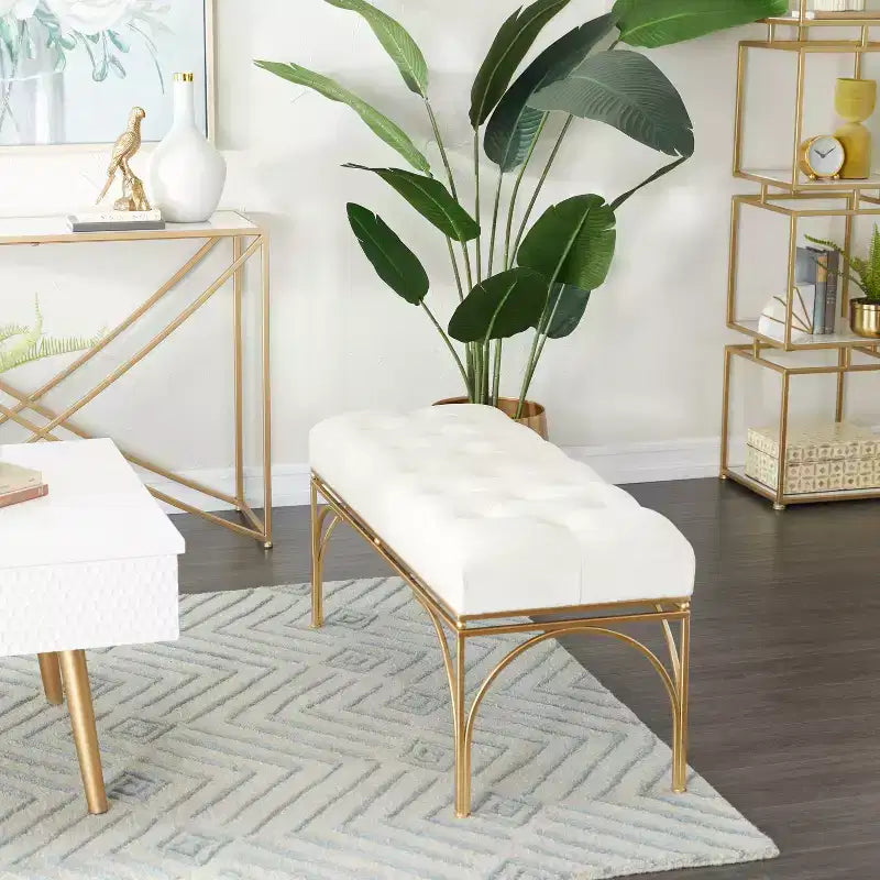 Rectangular Velvet Upholstered Bench