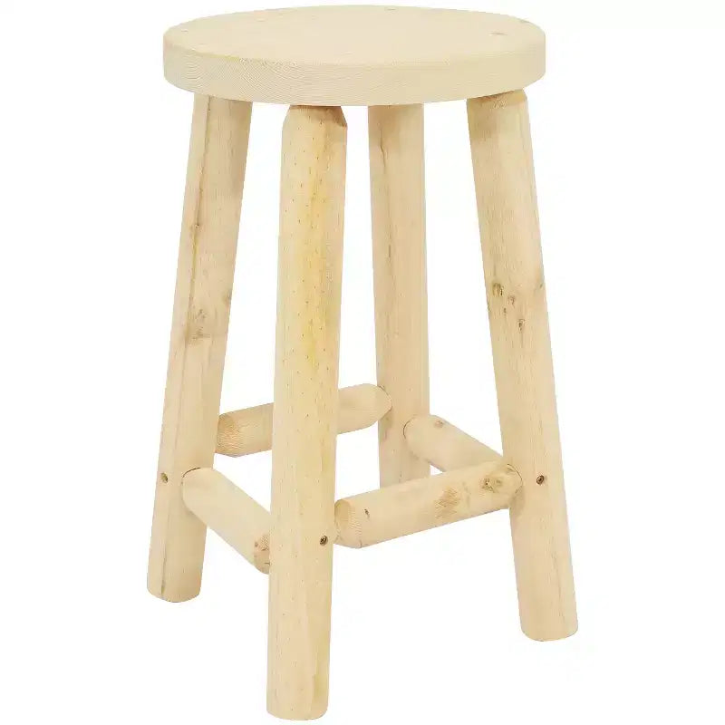 Sunnydaze Unfinished Wood Round Top Counter-Height Stool - Fir Wood - 24