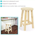 Unfinished Wood Round Top Counter-Height Stool - Fir Wood - 24 Inch