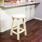 Unfinished Wood Round Top Counter-Height Stool - Fir Wood - 24 Inch