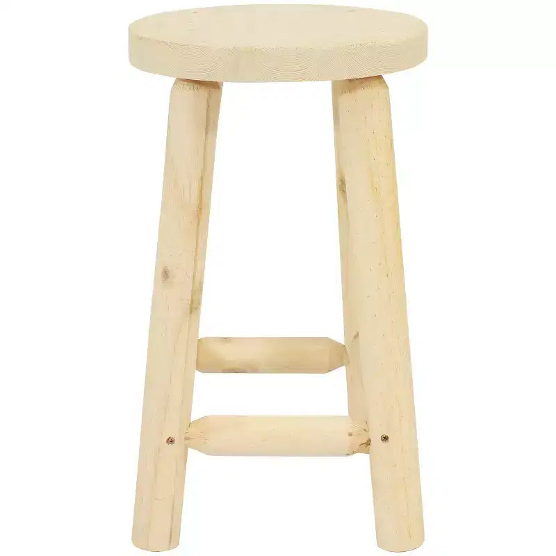 Unfinished Wood Round Top Counter-Height Stool - Fir Wood - 24 Inch