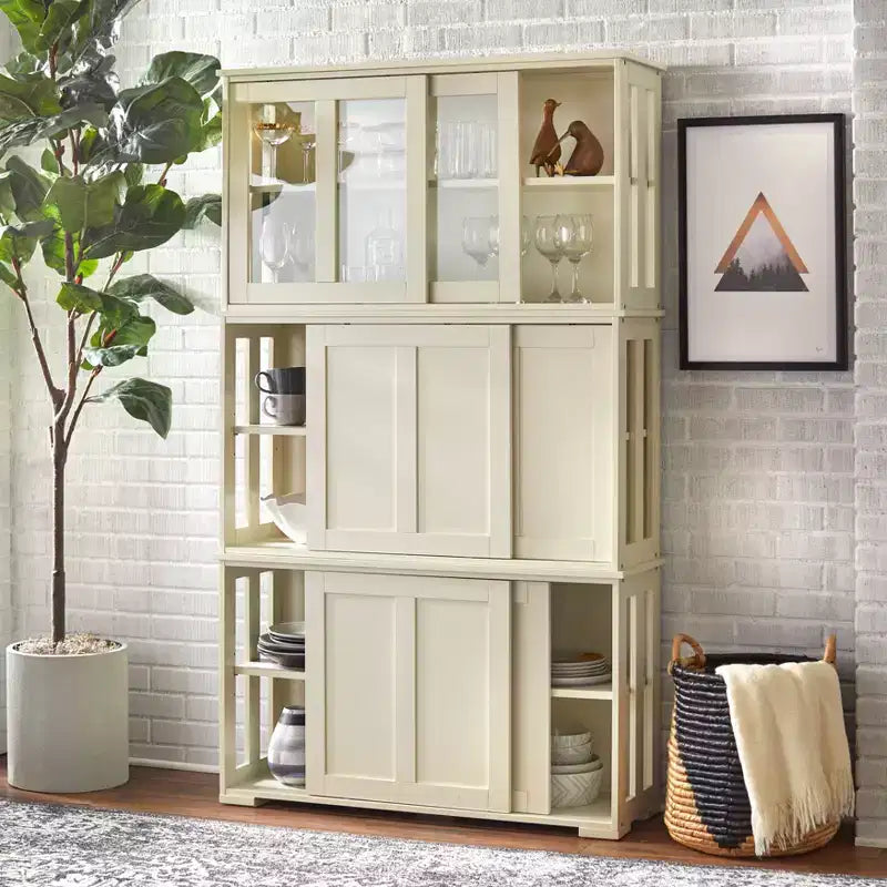 Modular Stackable Cabinet with Sliding Doors