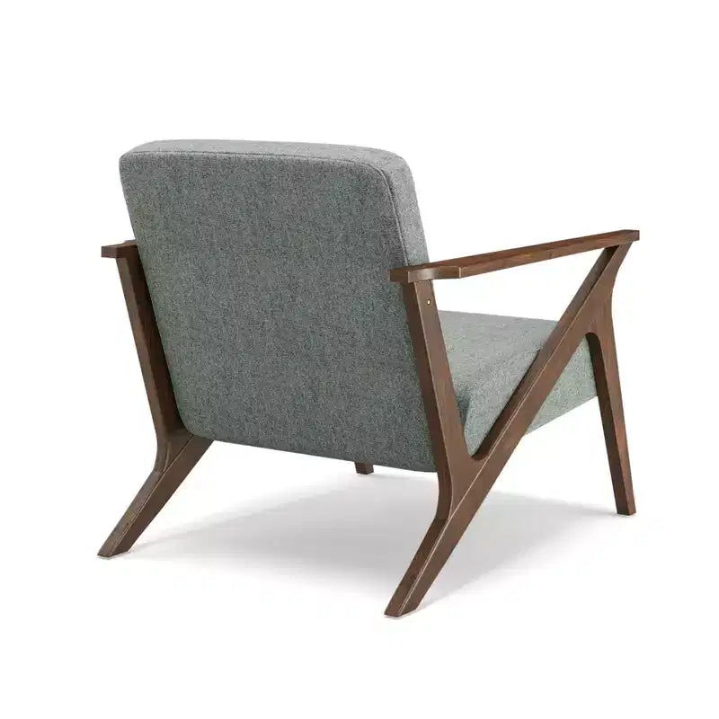 Fauteuil d'appoint rembourré, cadre en bois, style moderne milieu de siècle, 76 cm de large