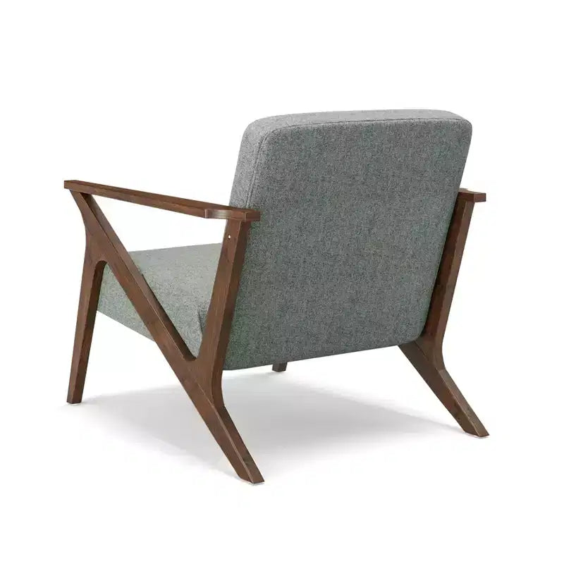 Fauteuil d'appoint rembourré, cadre en bois, style moderne milieu de siècle, 76 cm de large