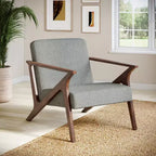 Fauteuil d'appoint rembourré, cadre en bois, style moderne milieu de siècle, 76 cm de large