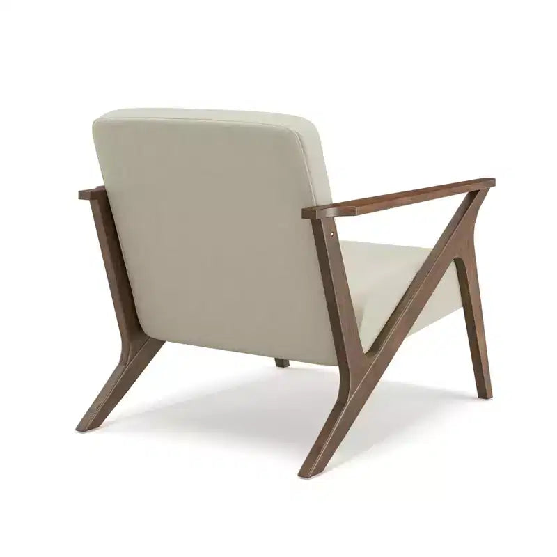Fauteuil d'appoint rembourré, cadre en bois, style moderne milieu de siècle, 76 cm de large