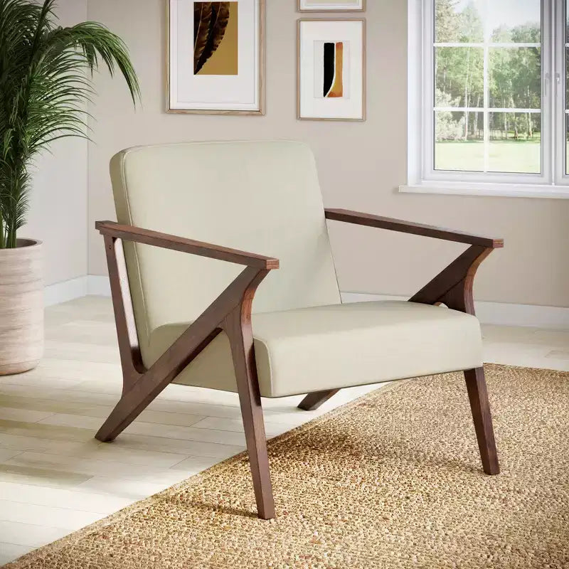 30" Wide Mid-Century Modern Wood Frame Upholstered Accent Chair