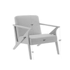 Fauteuil d'appoint rembourré, cadre en bois, style moderne milieu de siècle, 76 cm de large