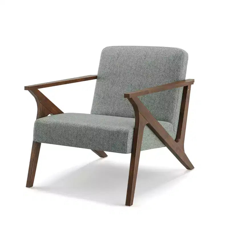 Fauteuil d'appoint rembourré, cadre en bois, style moderne milieu de siècle, 76 cm de large