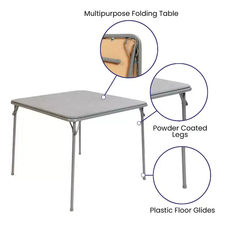 Foldable Card Table with Padded Vinyl Top – Seats 4, Portable Folding Design